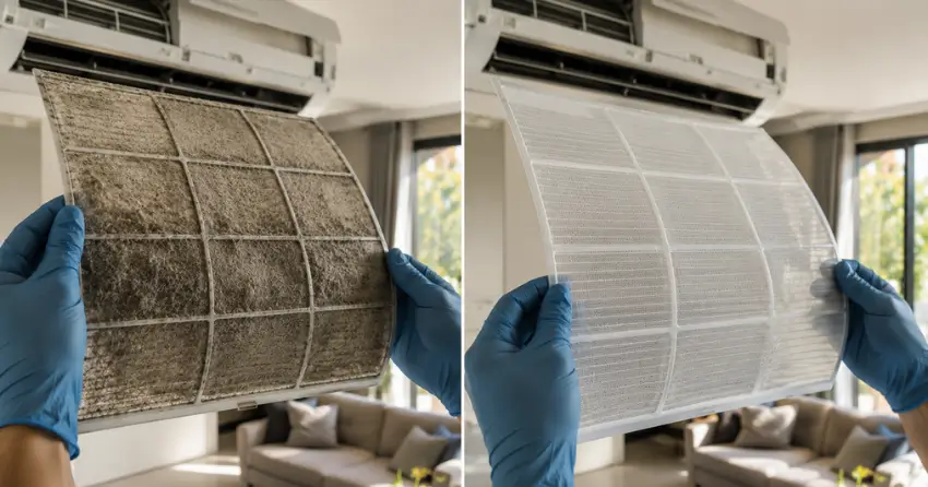 before and after AC maintenance service Winnipeg
