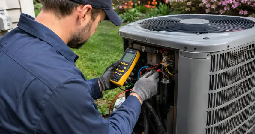 spring air conditioning service inspection in Winnipeg