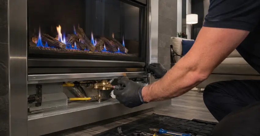 gas fireplace maintenance service covering direct-vent unit in Winnipeg