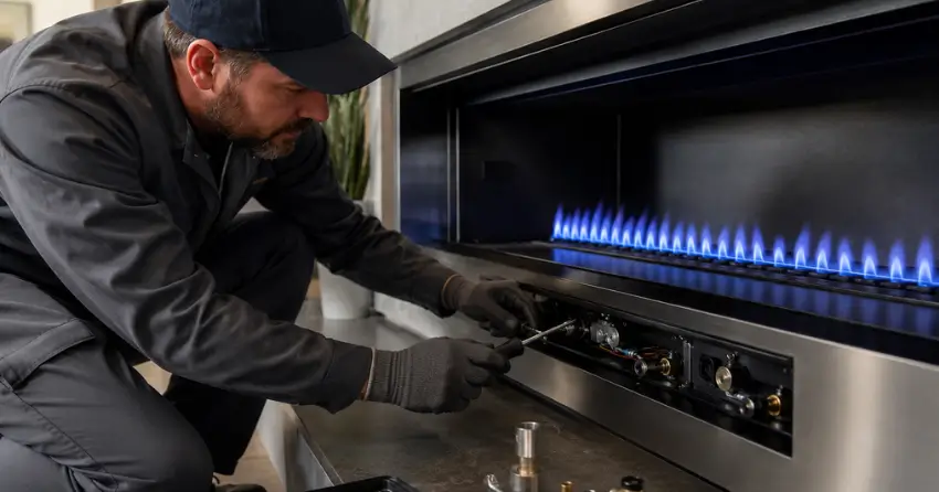 gas fireplace technician repair work in Winnipeg