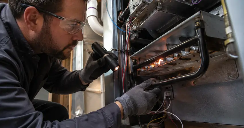 gas furnace service inspection in Winnipeg home