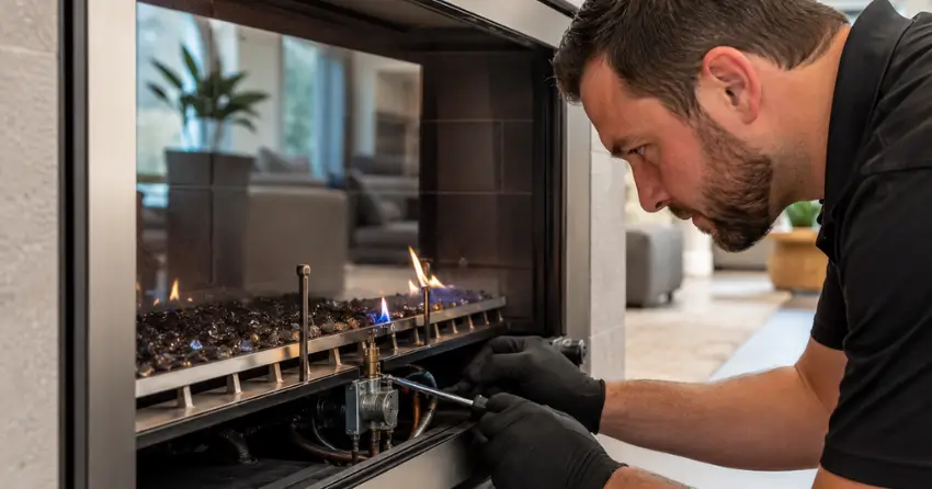 gas fireplace pilot light inspection indoor repair Winnipeg