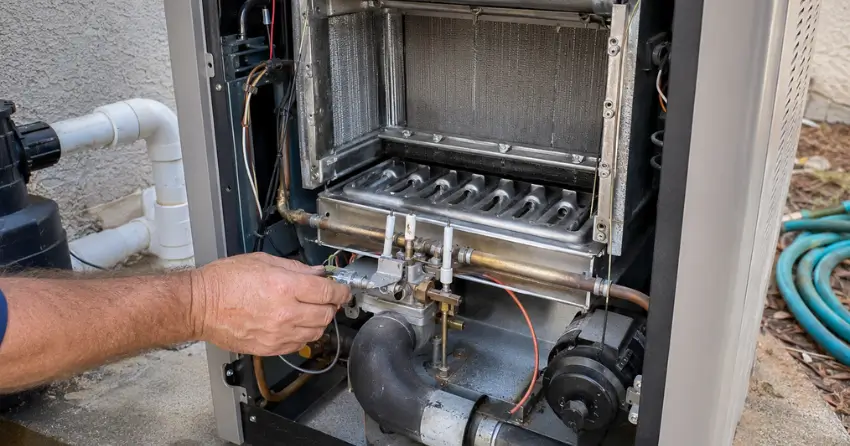 pool gas heater burner and combustion system inspection Winnipeg