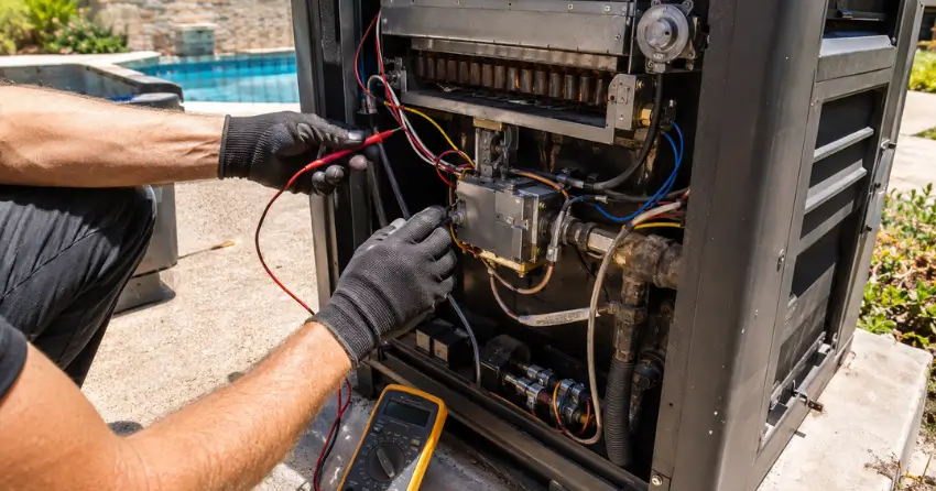 pool gas heater repair near me diagnostic process and component testing Winnipeg