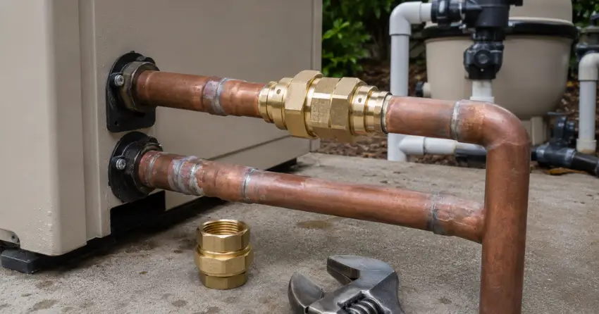 pool heater plumbing fitting replacement Winnipeg