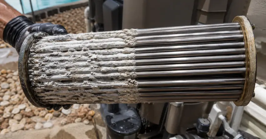 before and after pool heater services Winnipeg scale buildup removal