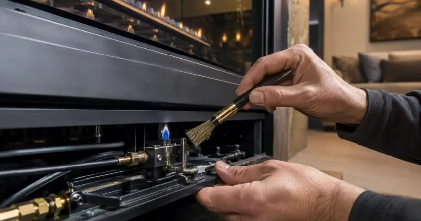 servicing gas fireplace pilot assembly cleaning Winnipeg