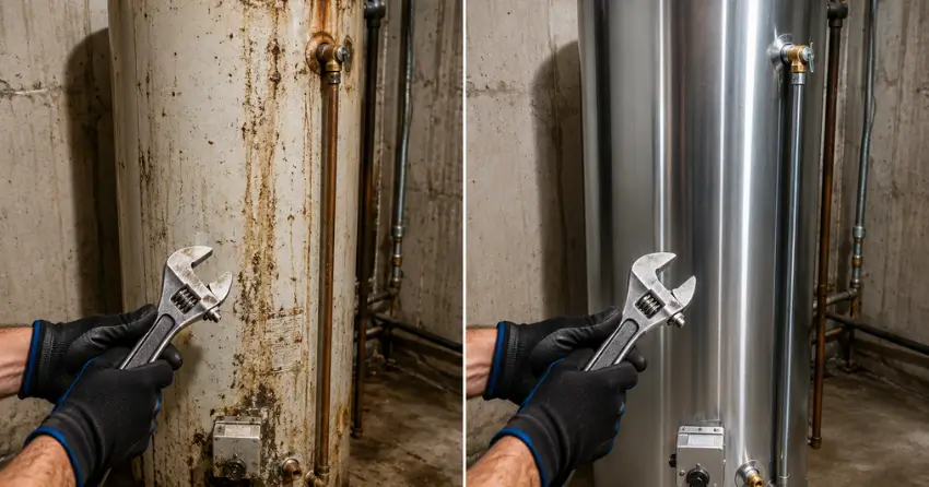 before and after water heater service in Winnipeg